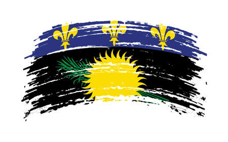 Black Guadeloupe flag in grunge brush stroke, vectorのイラスト素材