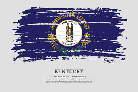 Kentucky US flag with brush stroke effect and information text poster, vector backgroundのイラスト素材