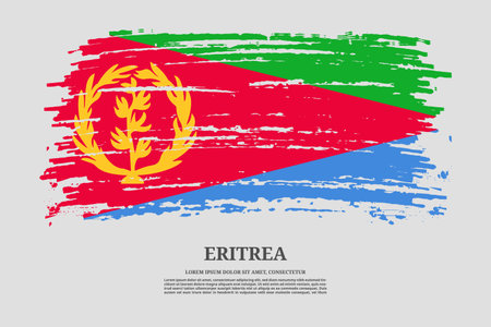 Eritrea flag with brush stroke effect and information text poster, vector backgroundのイラスト素材