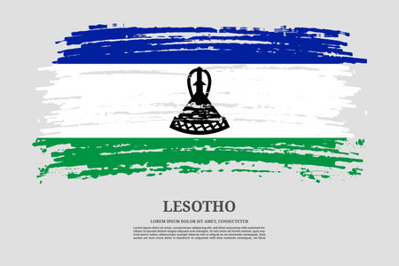 Lesotho flag with brush stroke effect and information text poster, vector backgroundのイラスト素材
