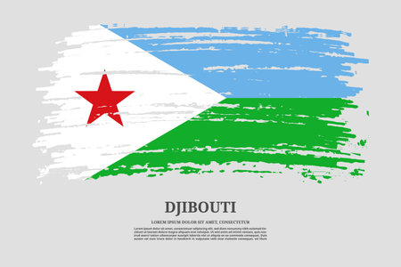 Djibouti flag with brush stroke effect and information text poster, vector backgroundのイラスト素材