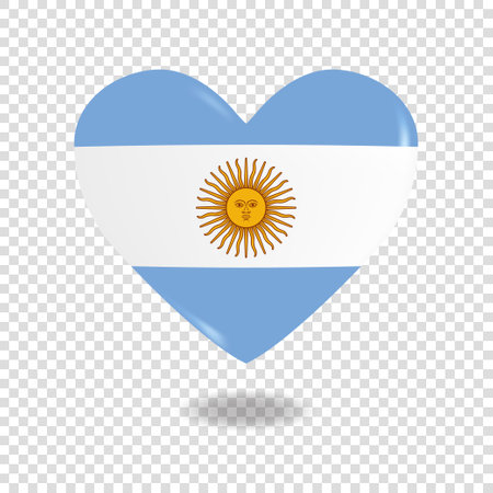 Volumetric heart of Argentina on checkered background denoting transparency, vector imageのイラスト素材