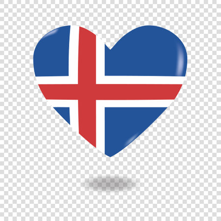 Volumetric heart of Iceland on checkered background denoting transparency, vector imageのイラスト素材
