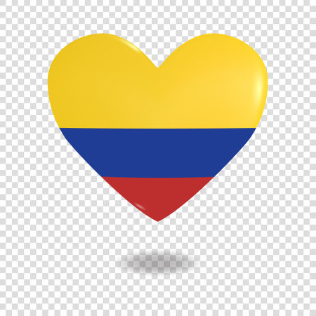 Volumetric heart of Colombia on checkered background denoting transparency, vector imageのイラスト素材