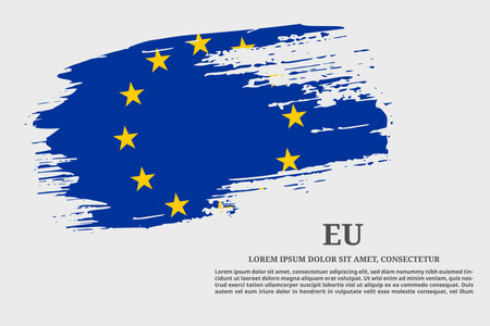 European Union flag grunge brush and text poster, vectorのイラスト素材