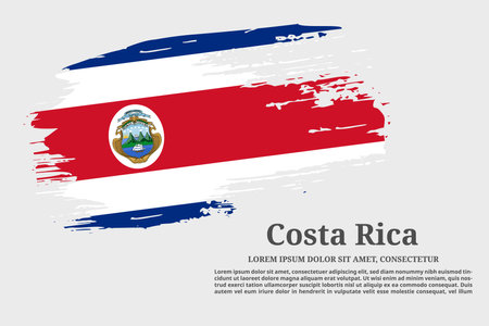 Costa Rica flag grunge brush and text poster, vectorのイラスト素材