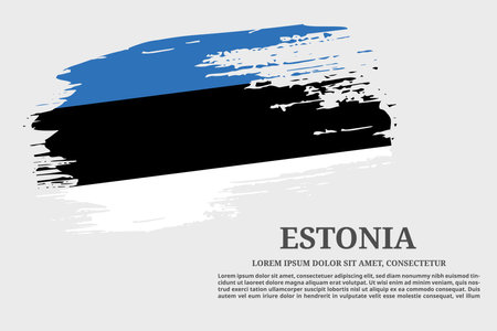 Estonia flag grunge brush and text poster, vectorのイラスト素材