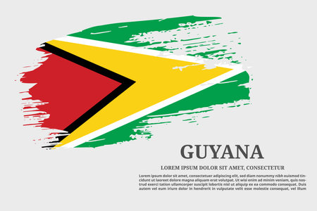 Guyana flag grunge brush and text poster, vectorのイラスト素材