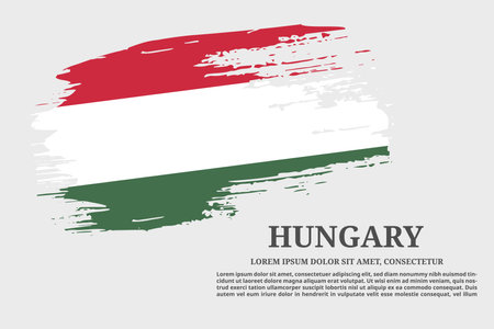 Hungary flag grunge brush and text poster, vectorのイラスト素材