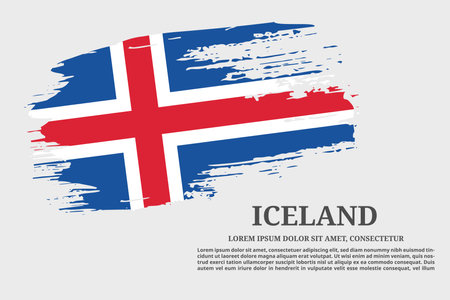 Iceland flag grunge brush and text poster, vectorのイラスト素材