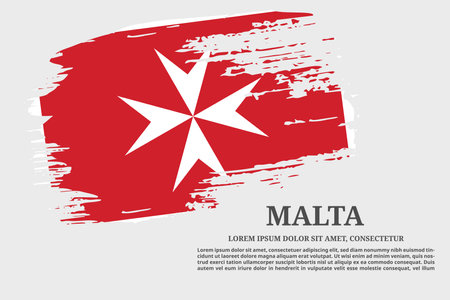 Malta flag grunge brush and text poster, vectorのイラスト素材
