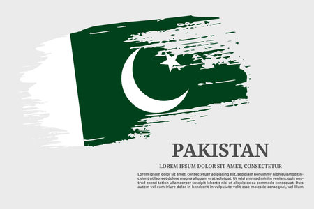 Pakistan flag grunge brush and text poster, vectorのイラスト素材