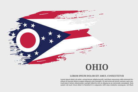 Ohio US flag grunge brush and text poster, vectorのイラスト素材
