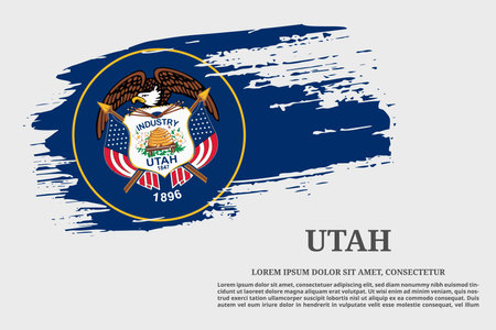 Utah US flag grunge brush and text poster, vectorのイラスト素材