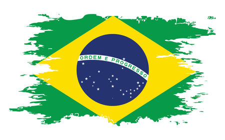 Brazil flag grunge brush color image, vectorのイラスト素材