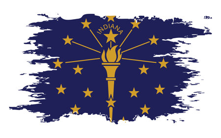 Indiana US flag grunge brush color image, vectorのイラスト素材