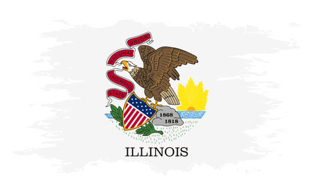 Illinois US flag grunge brush color image, vectorのイラスト素材
