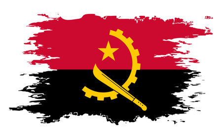 Angola flag grunge brush color image, vectorのイラスト素材