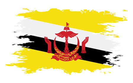 Brunei flag grunge brush color image, vectorのイラスト素材