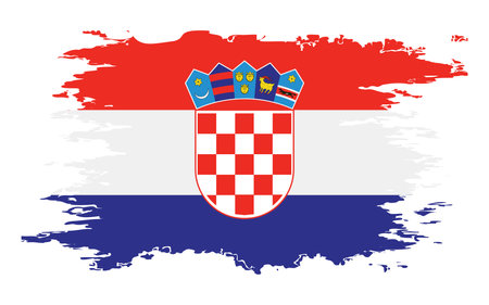 Croatia flag grunge brush color image, vectorのイラスト素材