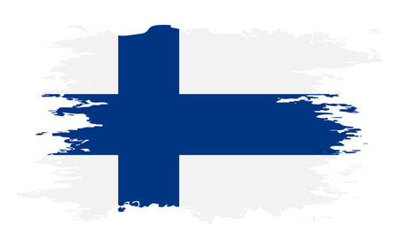 Finland flag grunge brush color image, vectorのイラスト素材