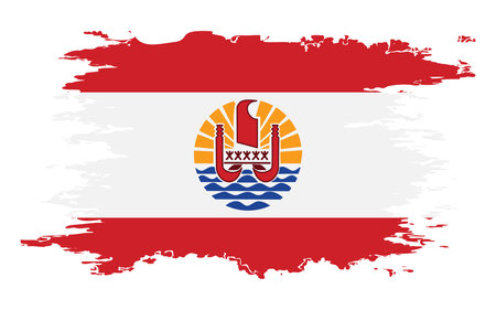 French Polynesia flag grunge brush color image, vectorのイラスト素材