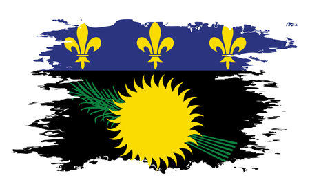 Guadeloupe flag grunge brush color image, vectorのイラスト素材