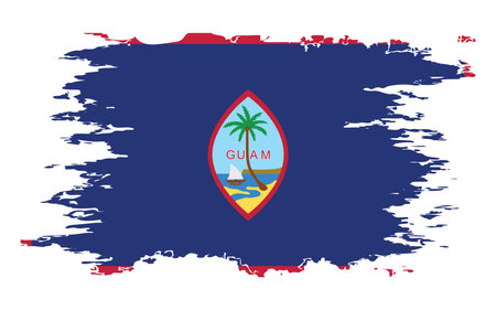 Guam flag grunge brush color image, vectorのイラスト素材