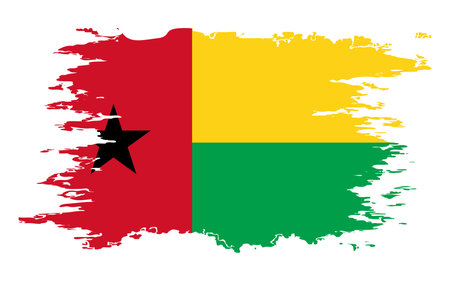 Guinea Bissau flag grunge brush color image, vectorのイラスト素材