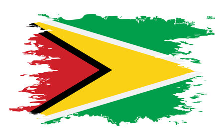 Guyana flag grunge brush color image, vectorのイラスト素材