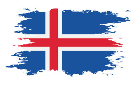 Iceland flag grunge brush color image, vectorのイラスト素材