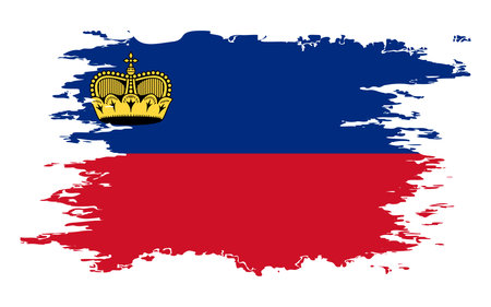 Liechtenstein flag grunge brush color image, vectorのイラスト素材
