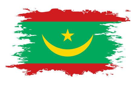 Mauritania flag grunge brush color image, vectorのイラスト素材
