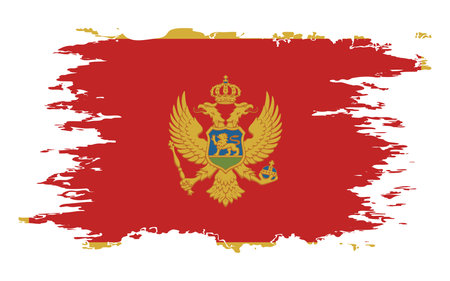 Montenegro flag grunge brush color image, vectorのイラスト素材
