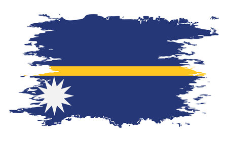 Nauru flag grunge brush color image, vectorのイラスト素材