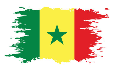 Senegal flag grunge brush color image, vectorのイラスト素材