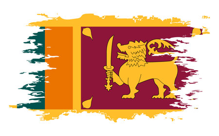 Sri Lanka flag grunge brush color image, vectorのイラスト素材