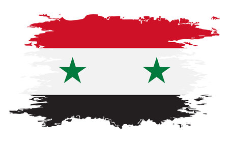 Syria flag grunge brush color image, vectorのイラスト素材