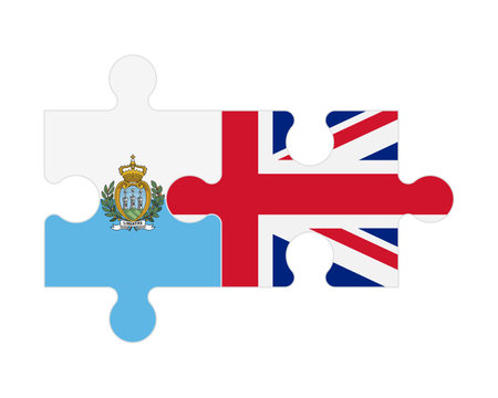 Connected puzzle of flags of San Marino and United Kingdom, vectorのイラスト素材