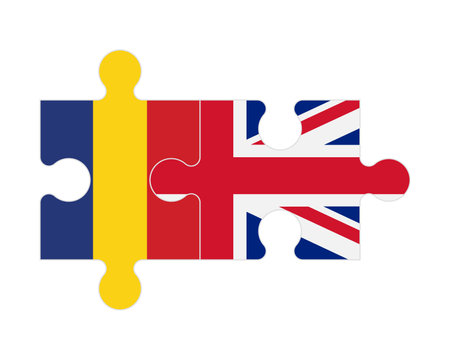 Connected puzzle of flags of Romania and United Kingdom, vectorのイラスト素材