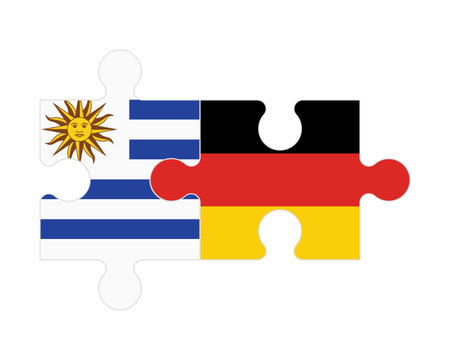 Connected puzzle of flags of Uruguay and Germany, vectorのイラスト素材