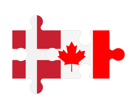 Connected puzzle of flags of Denmark and Canada, vectorのイラスト素材