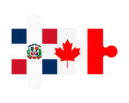 Connected puzzle of flags of Dominican Republic and Canada, vectorのイラスト素材