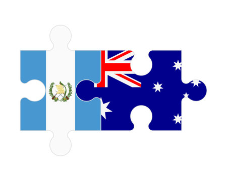 Connected puzzle of flags of Guatemala and Australia, vectorのイラスト素材