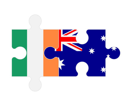 Connected puzzle of flags of Ireland and Australia, vectorのイラスト素材
