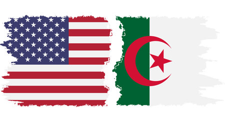 Algeria and USA grunge flags connection vectorのイラスト素材