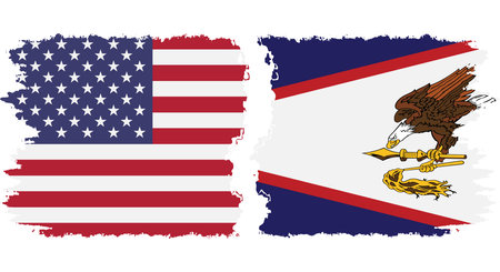 American Samoa and USA grunge flags connection vectorのイラスト素材