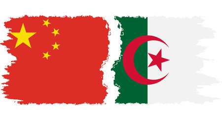Algeria and China grunge flags connection, vectorのイラスト素材