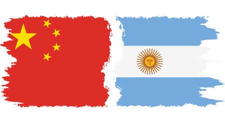 Argentina and China grunge flags connection, vectorのイラスト素材