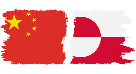 Greenland and China grunge flags connection, vectorのイラスト素材